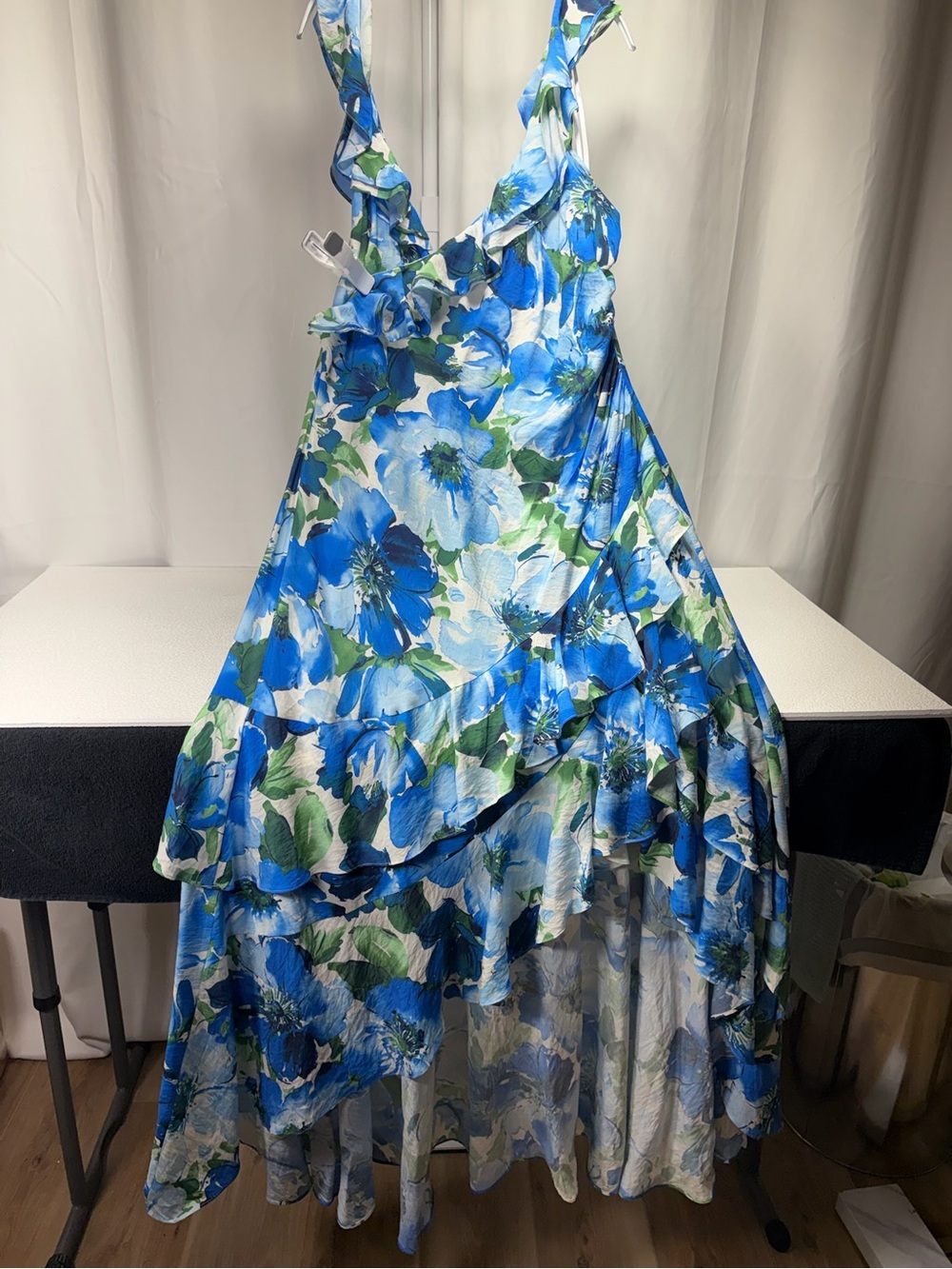 Alex Marie Blue and Green Floral Ruffle Sundress 4495
